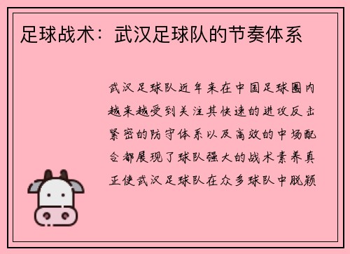 足球战术：武汉足球队的节奏体系